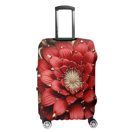 Red Gold Flower Luggage Cover, Washable Elastic Suitcase Cover Protector Fit 18-32 Inch Luggage4