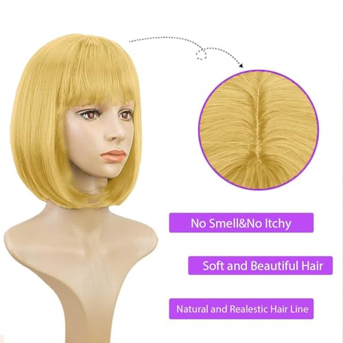 Bob Wigs, 11.8 Inch Heat-Resistant Resilient Fiber Hair Versatile Adjustable Intranet Short Wigs,Glueless Easy to Wear Easy to Maintain Wig Cap for Woman Bachelorette Party Halloween Rave - image 6