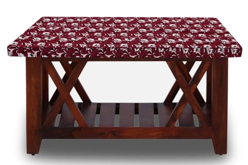 Image of The Furnishing Tree Elastic Rectangular Center Tpoy Table Cover WxL 18x48 in Inches Polyester Floral Pattern Dark Brown