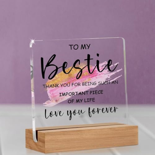 Image of Bs amor Bestie Gift for Women, Ideas Acrylic Sign Desk Decorations Best friend Birthday Women, Thanksgiving Gift for Bestie Bff Friends Appreciation Keepsake, 5 X 4 Inches
