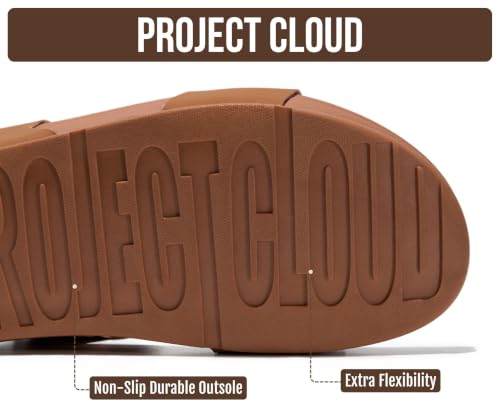 Image of Project Cloud Genuine Leather Platform Sandals Women Non Slip Womens Slides | Lightweight Platform Sandals for Women with Plush Soft Insole & Arch Support Comfortable Sandals & Summer Slides for Women