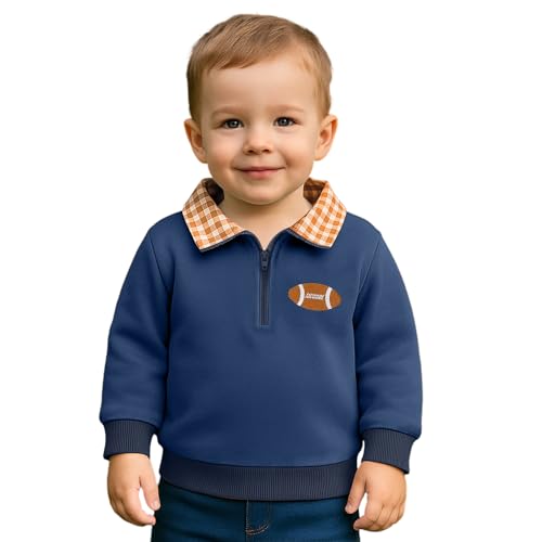 Toddler Boy Quarter Zip Collared Pullover Long Sleeve Fall Winter Baby Boy Clothes Outfit 12M-4T