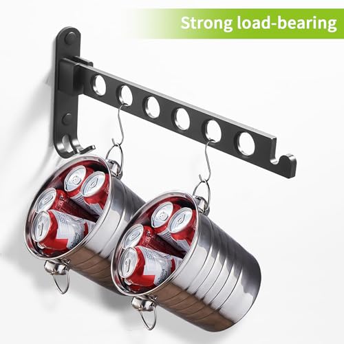 JOLY FANG Kleiderhaken klappbar, Wand Kleiderständer Wandhaken Klapphaken Aluminium für Balkon Badezimmer Waschküche(Schwarz, 1 Stück)