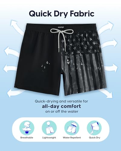 Image of maamgic Mens Swim Trunks 5 Inch with Mesh Lining, Quick Dry Mens Bathing Suit, Swim Shorts for Swimming and Beach