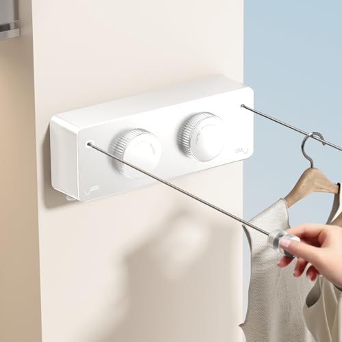 Lista de linea blanca - solo los mejores. 47 Tofaney Tendedero Retractil Pared Aluminio Retráctil hasta 4.2 Metros Ajustable Tendedero Retractil para Ropa Impermeable y Antioxidante Línea Doble Blanco