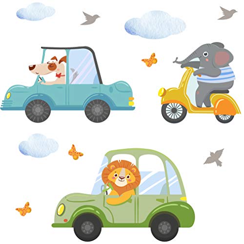 greenluup - Adhesivo decorativo para pared, diseño de coche de bomberos, tractor y animales Cover