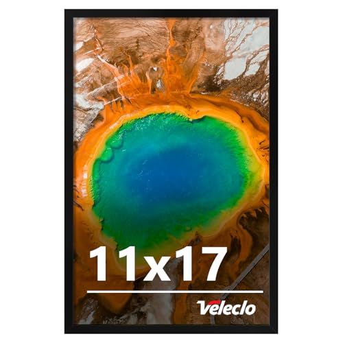 Veleclo 11x17 Picture Frame for Wall Display 11x17 Black Picture Frame with Shatter Resistant Plexiglass Stable and Sturdy 11 x 17 Poster Frame for Wall Display Handpicked Gift Collection 1 Pack