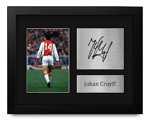 HWC Trading Johan Cruyff Ajax Framed Gifts Printed Signed Autograph Picture for Fans and Supporters - US Letter Size