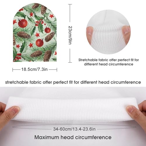 Christmas Holly Berry Pattern Kids Beanie Hat for for Girls Boys Children Cap Winter Knitted Chemo Cancer Headwear Accessories Gifts Decoration Black2