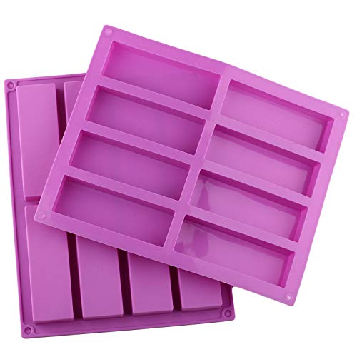 Mujiang 8 Cavity Large Rectangle Granola Bar Silicone Molds Nutrition Cereal Bar Molds Set of 2