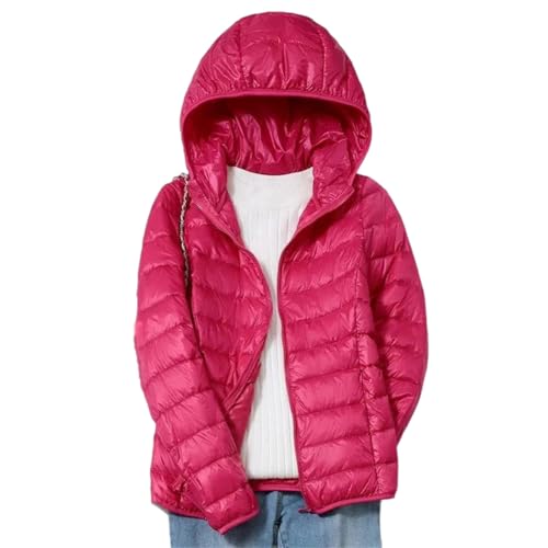 Cozy Rose Red Lightweight Puffer Jacket for Women – Effortless Style Meets Comfort!