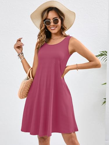 Image of KORSIS Summer Dress for Women Casual T Shirt Tank Dresses Sleeveless Swing Flowy Ladies Beach Vacation Sundress with Pocket