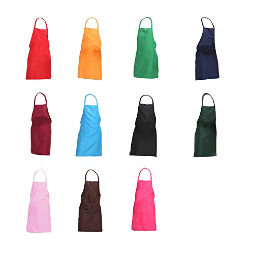 TRENDBOX Total 11 PCS Plain Color (Medium Size) Bib Apron Adult Women Unisex