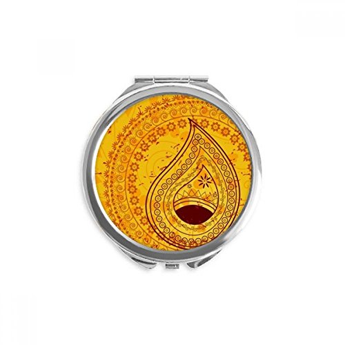 Miroir rond de maquillage de poche jaune à motif tissu imprimé DIYthinker portable