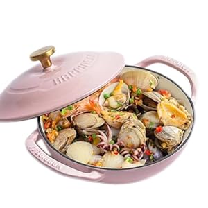 Cast Iron Dutch Oven, 1.5-Quart Dutch Oven Pan with Lid, Round Dutch Oven Cast Iron Pan with Non-Stick Enamel Coating, For All Stoves up to 500°F, Kitchen Dutch Oven (Pink)