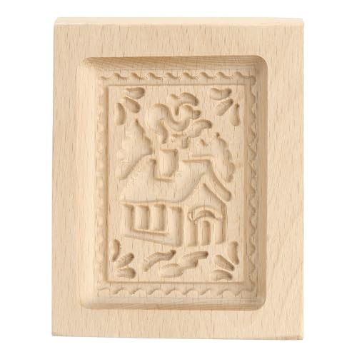 sourcing map Holz Keksform 10.0 cm* 8.0 cm Holz Plätzchen Keksform Schneehaus geschnitzt Backen Keks Werkzeug Kekspresse Stempel