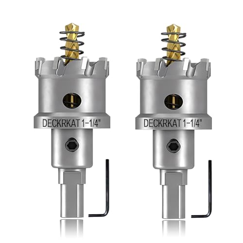 2-Pack 1-1/4\" TCT Hole Saws for Hard Metal, Heavy Duty 32mm Tungsten Carbide Tipped Hole Cutters Set with Spring-Loaded Pilot Drill Bits for Stainless Steel, Metal, Iron, and Plastic