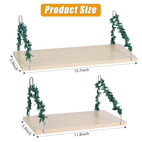Atvkov 2 Size Cubicle Shelf for Fabric Walls with Hooks, 15.7" and 11.8" Wooden Office Wall Hanging Shelves, Cubicle Organizer Accessories Wall Decor for Office Work School Home Desk