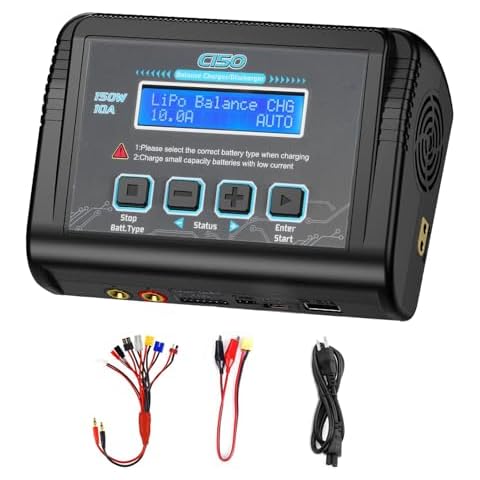 Lipo Battery Charger, 1-6S Balance Charger Discharge 150W 10A AC/DC for Li-Po Li-Hv Li-Ion Li-Fe NiMH NiCd Pb Hobby Battery Charger with Deans/Tamiya/JST/EC3/HiTec Connectors Cable Power Supply… Cover