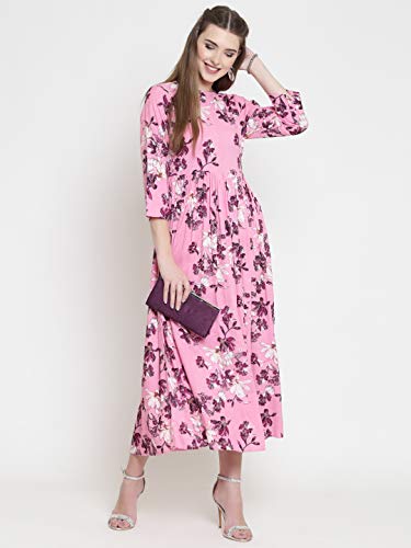 Image of Sera Women Floral Print fit & Flare Dress Pink