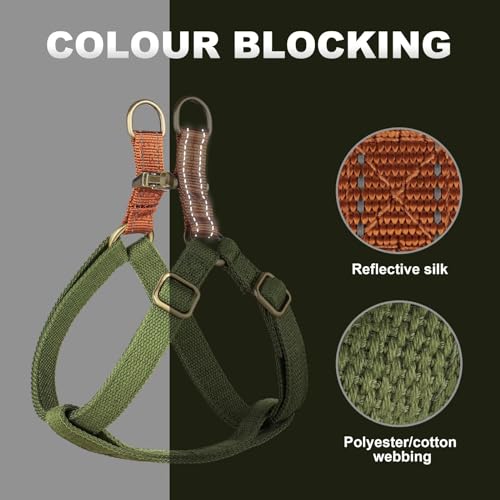 Image of Didog Step in Dog Harnes for Medium Dogs, Green, M, Chest 19-28 inch