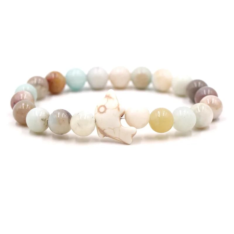 Bracelet en pierre naturelle et dauphin, perles de haute qualité