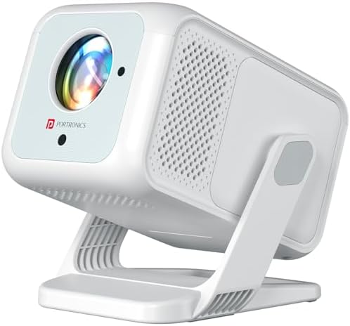 Portronics Beem 450 Smart LED Projector with 1080p Full HD Resolution, Built-in Streaming Apps (Netflix, Prime Video, Hotstar), 4000 Lumens, Screen Mirroring, 3 Watt Speaker, Bluetooth, Wi-Fi (White)