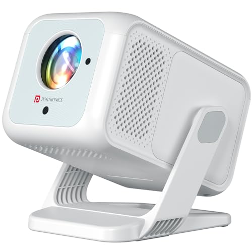 Image of Portronics Beem 450 Smart LED Projector with 1080p Full HD Resolution, Built-in Streaming Apps (Netflix, Prime Video, Hotstar), 4000 Lumens, Screen Mirroring, 3 Watt Speaker, Bluetooth, Wi-Fi (White)