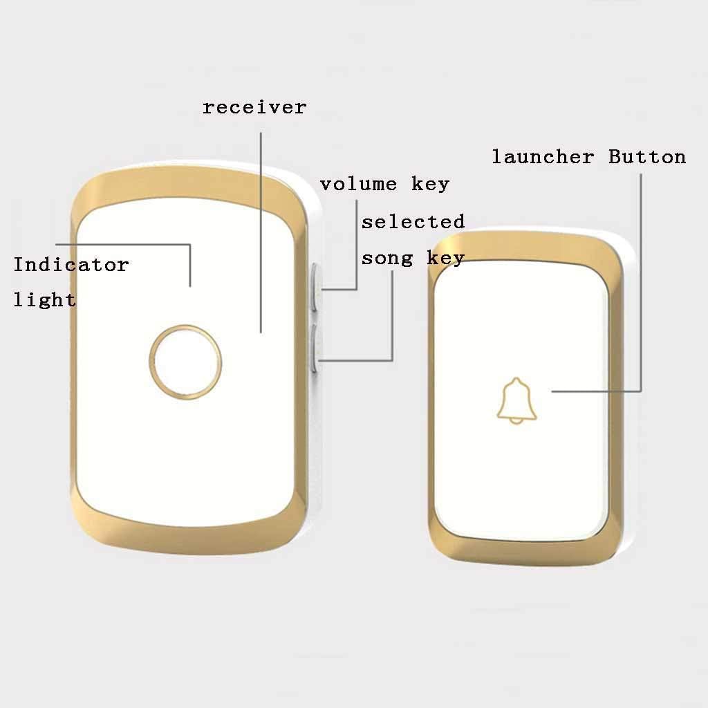 Timbre Inalámbrico A Prueba De Agua, Distancia De Transmisión De 300 M, Timbre Inalámbrico Enchufable De Pared, 36 Melodías Musicales / 4 Transmisores 1 Receptor / 4 Niveles De, Gold