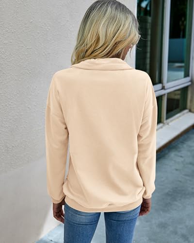 Image of PRETTYGARDEN Women's Casual Long Sleeve Sweatshirt Half Zip Pullover Tops