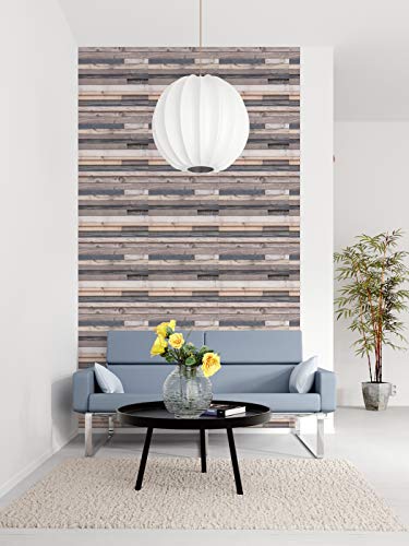 Image of DWELLSINDIA 3D Natural Wood Self Adhesive Peel and Stick PVC Wallpaper Waterproof, Scratch Resistant, Laminated (41CM X 244CM, Natural, Multicolor)