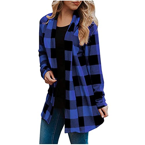 Womens Flannel Cardigan Sweaters Trendy Casual Lightweight Plaid Jacket Loose Long Sleeve Kimono Fashion Fall Outfits2