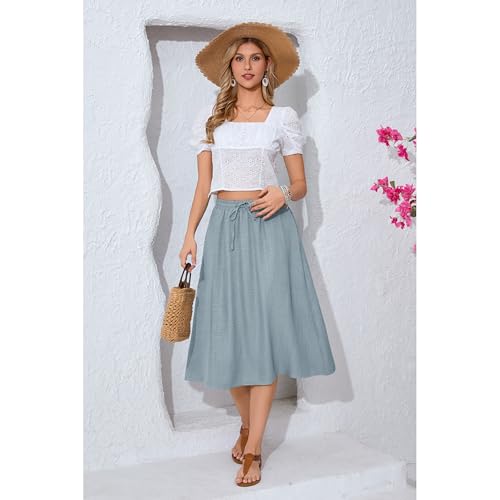 Image of Witsmile Women's Summer Pleated High Waisted Casual Flowy Skirt Pockets
