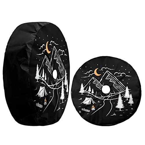 Image of Delerain Mountain at Night Spare Tire Cover with Backup Camera Hole for Jeep RV Trailer SUV Truck and Many Vehicle, Wheel Covers Sun Protector Waterproof (15 Inch for Diameter 27 inch-29 inch)