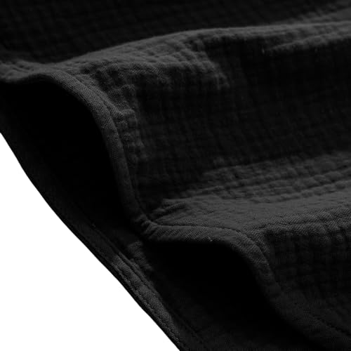 Image of Amazhiyu Women's Cotton Gauze Short Sleeve Wrap Mini Dress