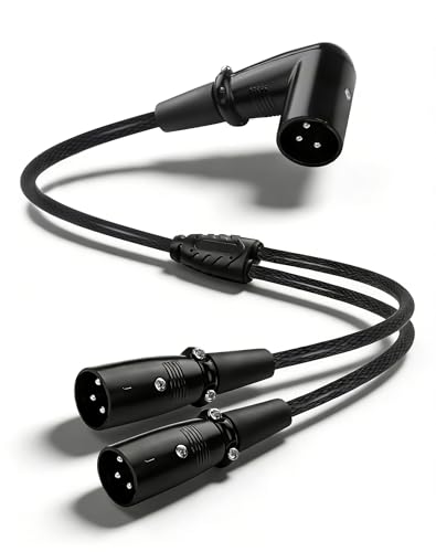 CERRXIAN Right-Angle XLR Male to Dual Male Y Splitter Cable, Balanced XLR Splitter 1 Male to 2 Male Microphone Cord Audio Adaptor - 1.64FT / 0.5M