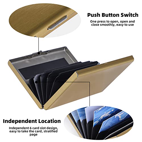 Alinbehbs Credit Card Holder Rfid Card Holder Metal Wallet Stainless Steel Credit Card Wallet Business Card Holder For Woman Men (Gold) #TOP2