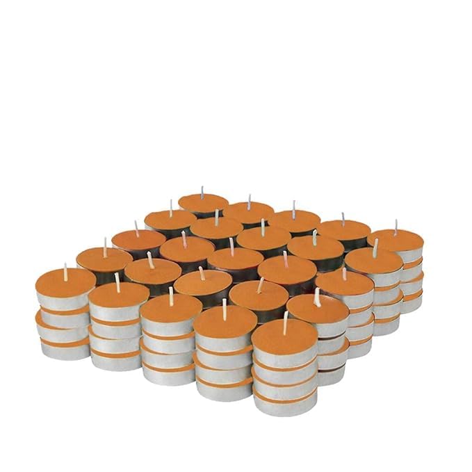 RIPP Unscented Wax Colour Tealights Candles Smokeless, Paraffin Wax Candles Burning time Approx - 2.5 Hour (Pack of 50, Orange)-picture-17