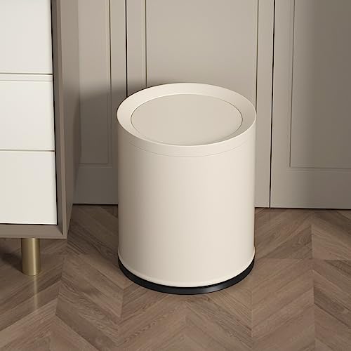 Image of 12L Metal Trash Can with Swing Lid, White