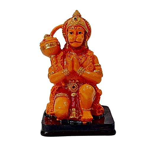 Image of KRISHNAGALLERY1 Resin Lord Hanuman | Bajrangbali | Balaji Statue, 5 Inches, Orange.