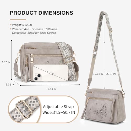Image of KITEVIUN Crossbody Bags for Women Trendy Leather Crossbody Purse Shoulder Handbags Butterfly Design