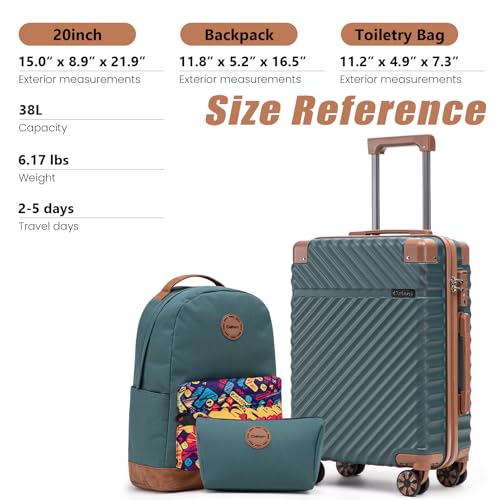 Image of Cosbarn Carry On Luggage 22x14x9 Airline Approved,3 Piece Luggage Set | Lightweight ABS Hardside Luggage,20Inch Carry On Suitcase,Suitcases with Wheels,TSA-Approved LocK,With Matching Backpack