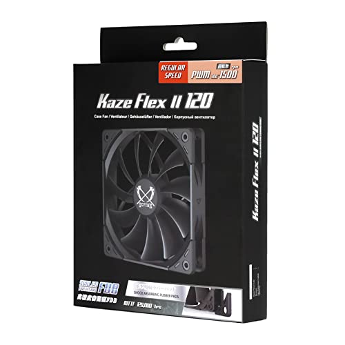 Image of Scythe Kaze Flex II 120 PWN, 120mm x 25mm Air Flow Optimized Quiet Operating Computer Case Fan, Fluid Dynamic Bearing, 4-Pin Connector, Single Pack (Standard Edition - 1500 RPM)