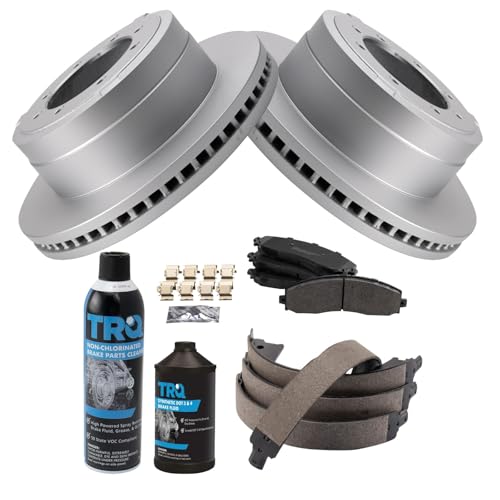 Image of TRQ Rear Brake Pad & Rotor Kit Semi-Metallic Compatible with 2013-2019 Ford F-350 Super Duty 2013-2014 F-450 Super Duty