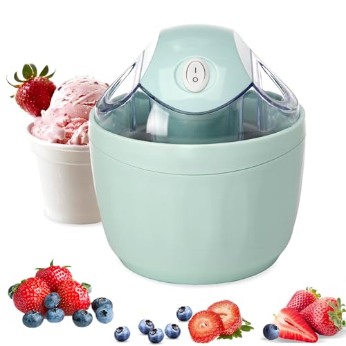 Mini Ice Cream Maker Makes Ice Cream Sorbet Gelato Frozen Yogurt in Minutes Compact & Trendy Design Easy to Use with Freezer Bowl (No Ice Needed) (Green 0.5L)