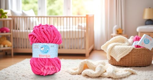 Image of M.G Enterprise Knitting Yarn Thick Chunky Wool, Blankie Magenta 400 GMS Best Used with Knitting Needles-Ue Art-Adhf