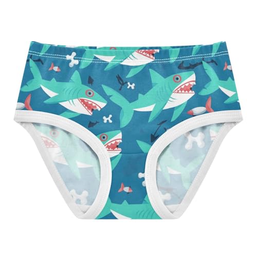 Wusikd Sharks Bones Girls' Underwear Cotton Cartoon Girls Briefs Soft Toddler Underwear 2T