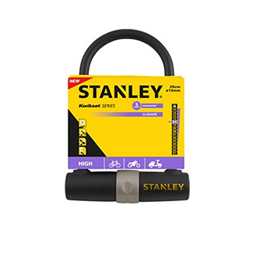 STANLEY Bügelschloss Fahrrad 14mm x 247 mm, 3 Schlüssel, S755-201, Fahrradschloss mit Halterung