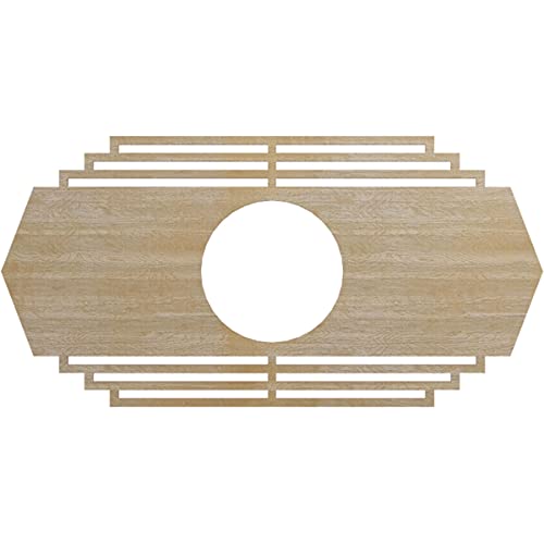 Ekena Millwork 32"W x 16"H x 8 3/8"ID x 1/4"T Chrysler Wood Fretwork Pierced Ceiling Medallion, Birch