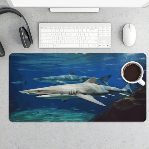 Two White Sharks Desk Pad con base de goma 30x60 cm miniatura 5